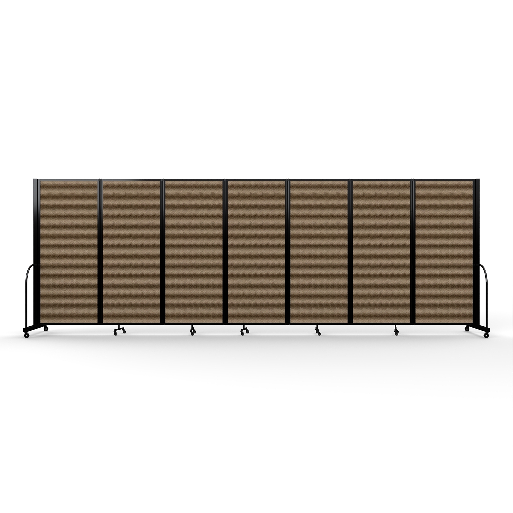 Screenflex Full Motion Divider — 6ft. 10in. x 19ft. 7in., Black Frame, Walnut, Model# FSH-6107-B-DO